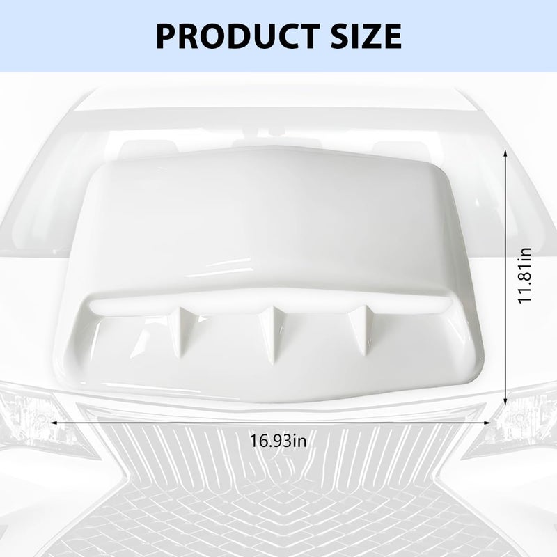 FALVFUN Car Hood Vents, Vehicle Scoop Turbo Bonnet Hood Air Flow Intake Cover, Automotive Exterior Decorative Engine Cooling Intake Vent Trim Accessories, Universal for SUV RV Truck (White) - Image 2